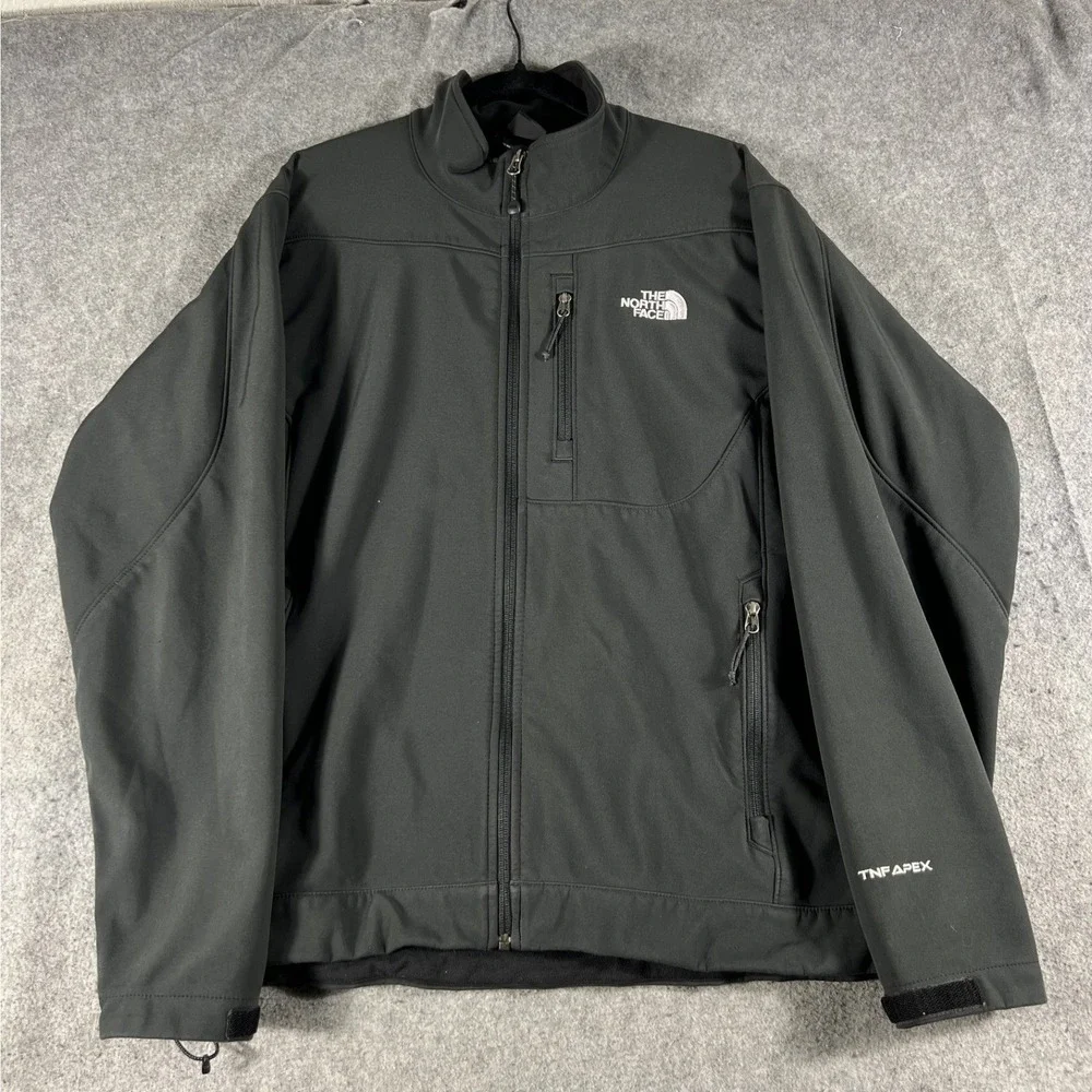 The North Face Apex Jacket Mens Large Black Full Zip Softshell Outdoor Hiking